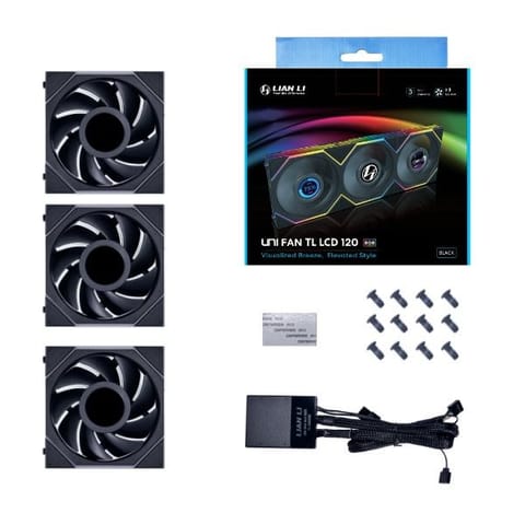 ⁨Lian Li UNI FAN TL LCD Wentylator, 3-pak z kontrolerem - 120mm, czarny⁩ w sklepie Wasserman.eu