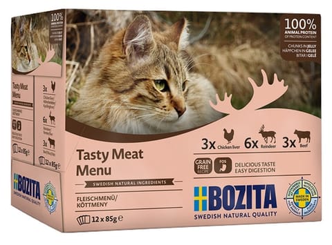 ⁨Bozita Cat Multibox z mięsem w galaretce saszetki 12x85g⁩ w sklepie Wasserman.eu