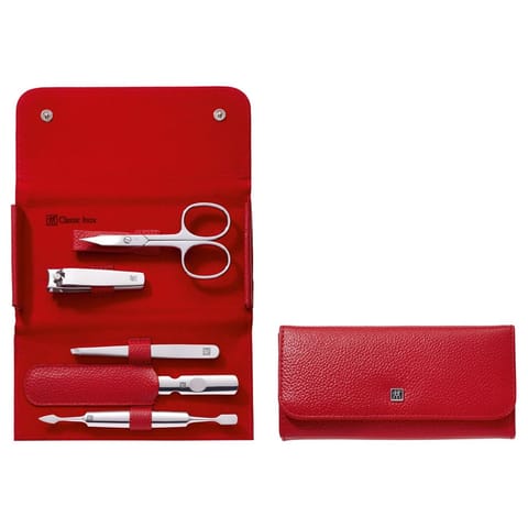 ⁨Zestaw do manicure Zwilling Classic Inox – skórzane etui, 5 elementów - Czerwony⁩ w sklepie Wasserman.eu