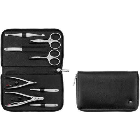 ⁨Zwilling Twinox Travel Set - Black Leather Case, 8 Pieces - Black⁩ at Wasserman.eu