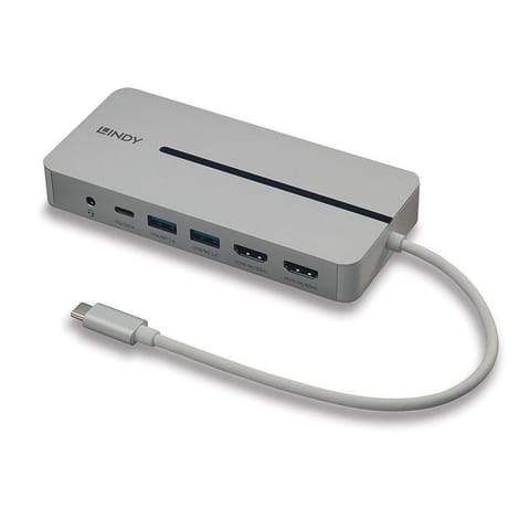 ⁨Lindy 43360 stacja dokująca Przewodowa USB 3.2 Gen 1 (3.1 Gen 1) Type-C Srebrny, Biały⁩ w sklepie Wasserman.eu