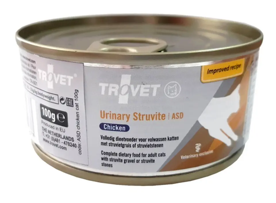 ⁨Trovet ASD Urinary Struvite for cat chicken can 100g⁩ at Wasserman.eu