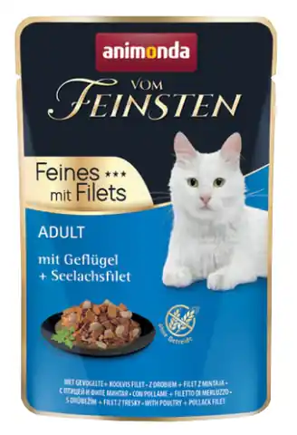 ⁨Animonda vom Feinsten Cat Adult Drób + filet z mintaja saszetka 85g⁩ w sklepie Wasserman.eu
