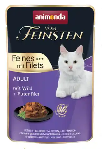 ⁨Animonda vom Feinsten Cat Adult Dziczyzna + filet z indyka saszetka 85g⁩ w sklepie Wasserman.eu