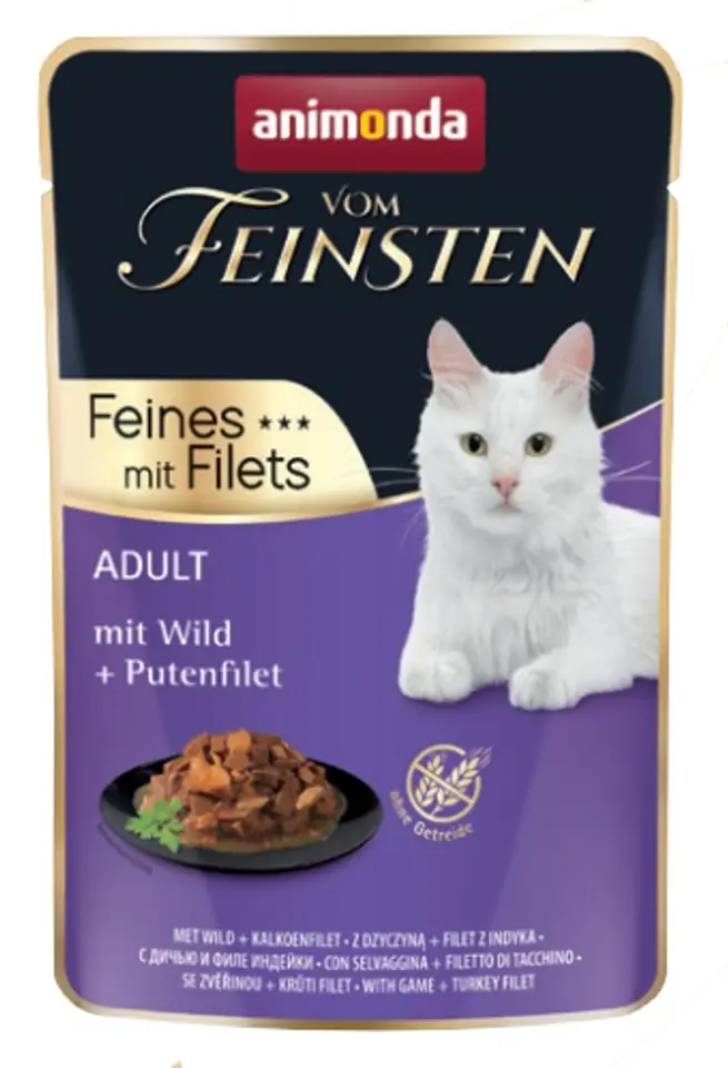 ⁨Animonda vom Feinsten Cat Adult Venison + turkey fillet sachet 85g⁩ at Wasserman.eu