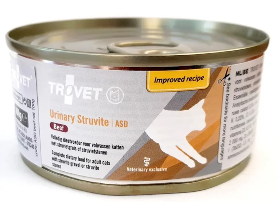 ⁨Trovet ASD Urinary Struvite for cat beef can 100g⁩ at Wasserman.eu