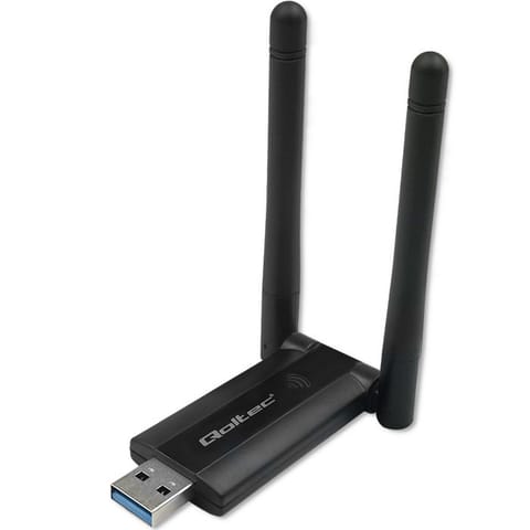 Qoltec Szybki bezprzewodowy Adapter USB DUAL Wi-Fi 2 x 2dBi | Standard AC | USB 3.0 | 1200Mbps w sklepie Wasserman.eu