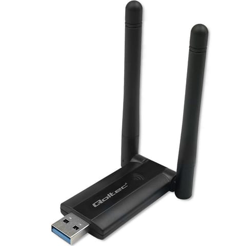 ⁨Qoltec Szybki bezprzewodowy Adapter USB DUAL Wi-Fi 2 x 2dBi | Standard AC | USB 3.0 | 1200Mbps⁩ w sklepie Wasserman.eu