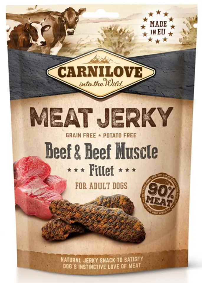 ⁨Carnilove Dog Jerky Beef & Beef Fillet - wołowina i filet wołowy 100g⁩ w sklepie Wasserman.eu