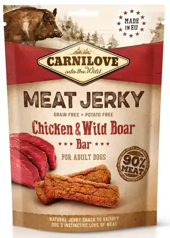 ⁨CARNILOVE MEAT JERKY Chicken with Wild Boar - dog snack - 100 g⁩ at Wasserman.eu