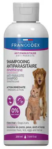 ⁨Francodex Shampoo mit Dimethicon gegen Parasiten für Hunde und Katzen 200ml [FR172466]⁩ im Wasserman.eu