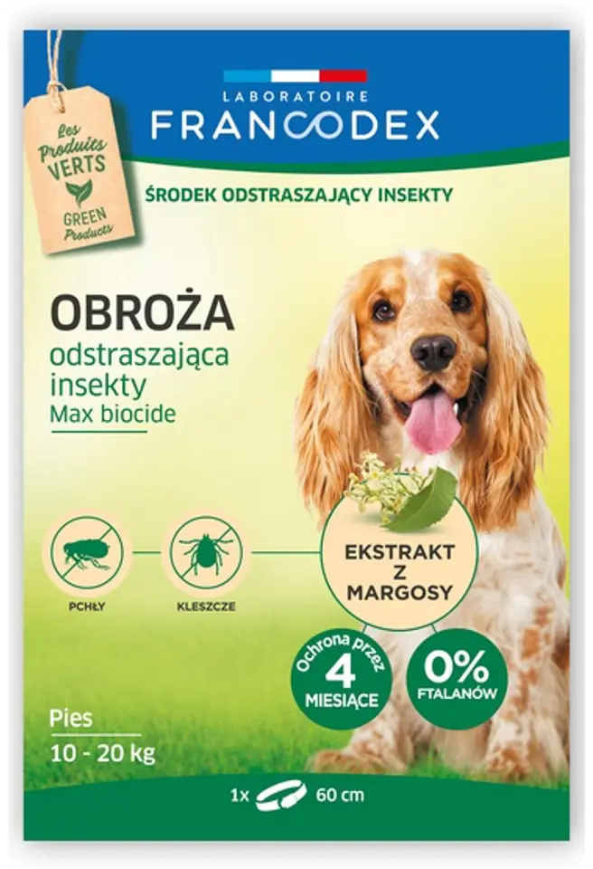 ⁨Francodex Obroża odstraszająca insekty średnie psy 10-20kg 60cm [FR179172]⁩ w sklepie Wasserman.eu
