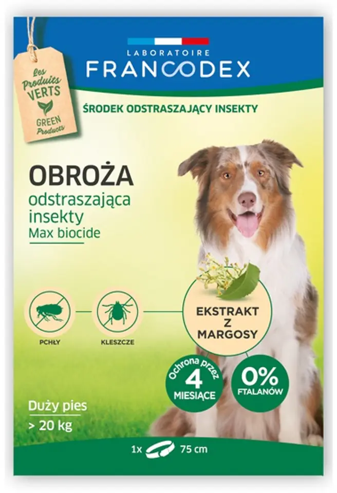 ⁨Francodex Obroża odstraszająca insekty duże psy powyżej 20kg 75cm [FR179173]⁩ w sklepie Wasserman.eu