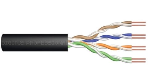 ⁨Kabel teleinformatyczny U/UTP kat.5e PE zewnętrzny suchy czarny Fca DK-1511-V-5-OD /500m/⁩ w sklepie Wasserman.eu
