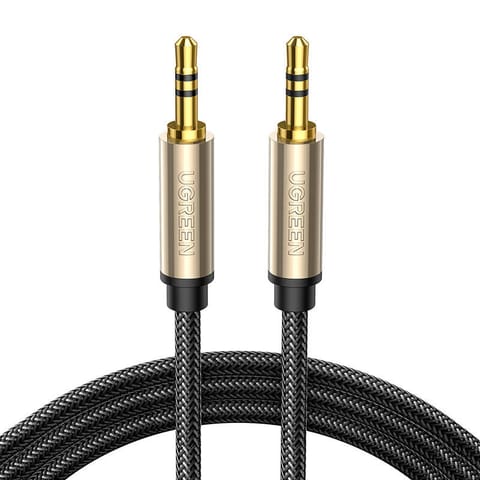 ⁨Kabel AUX mini jack 3.5mm Ugreen AV125, pozłacany, 3m (szary)⁩ w sklepie Wasserman.eu