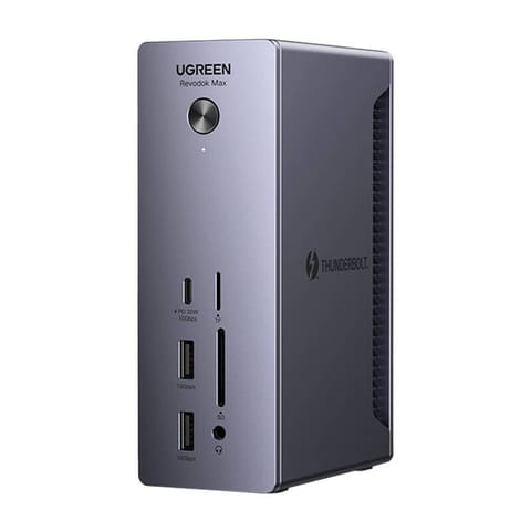 ⁨Stacja dokująca Ugreen U710, 2x Thunderbolt 4, DisplayPort 8K 30Hz, 4x USB, USB-C, RJ45, SD/TF, AUX, PD 90W (szara)⁩ w sklepie Wasserman.eu