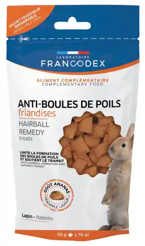 ⁨Francodex Przysmak dla królików zapobiegający zakłaczeniu 50g [FR174131]⁩ w sklepie Wasserman.eu
