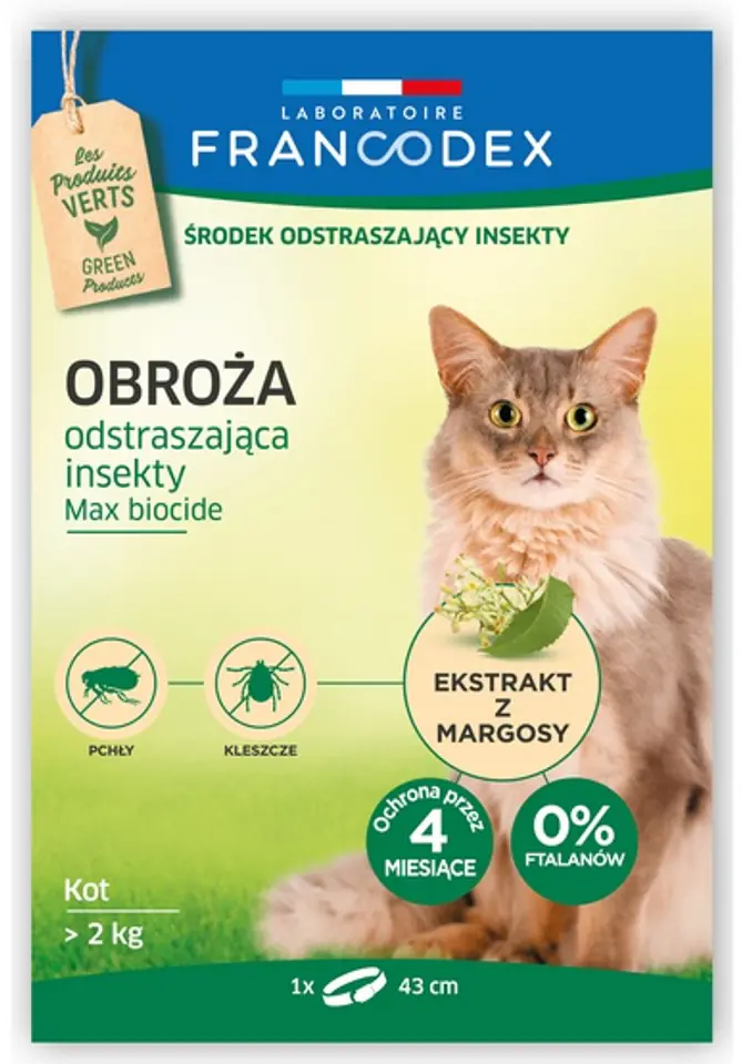 ⁨Francodex Obroża odstraszająca insekty dla kotów od 2kg 43cm [FR179170]⁩ w sklepie Wasserman.eu