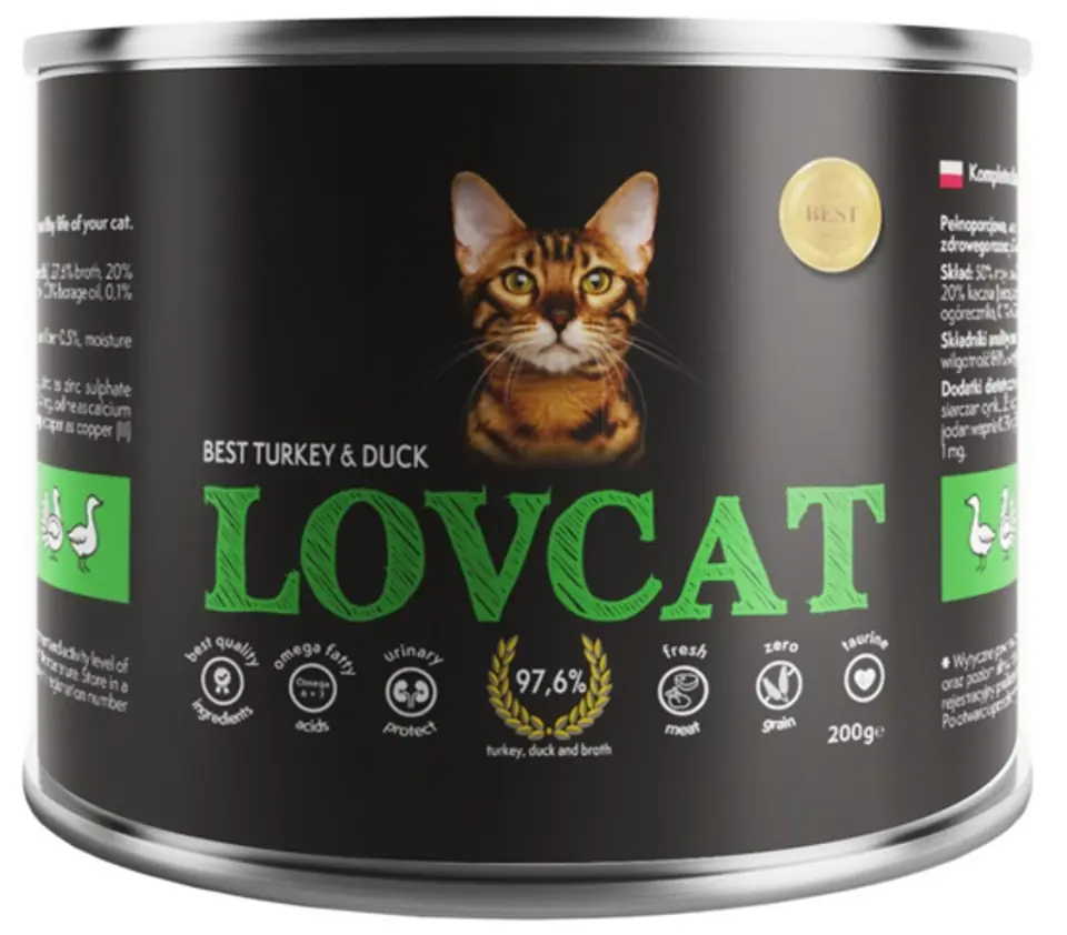 ⁨Lovcat Best Turkey & Duck puszka 200g⁩ w sklepie Wasserman.eu