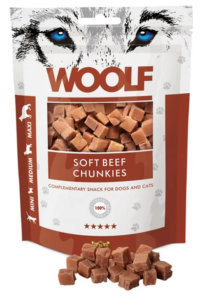 ⁨Woolf Soft Beef Chunkies 100g⁩ at Wasserman.eu