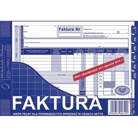 ⁨FAKTURA VAT A5 (O+1K)⁩ w sklepie Wasserman.eu
