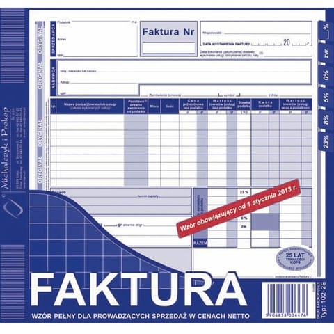 ⁨FAKTURA VAT 2/3 A4 (O+1K)⁩ w sklepie Wasserman.eu