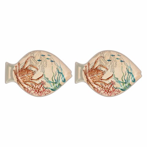 ⁨Set of 2 Sea Life melamine fish plates - 33 x 23 cm⁩ at Wasserman.eu