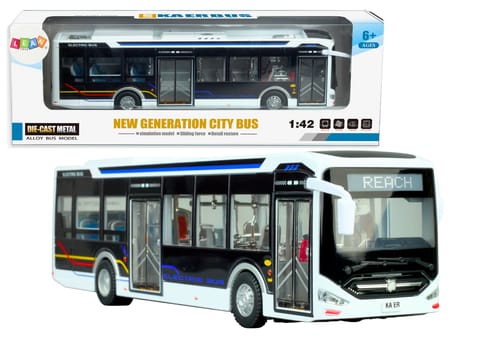 ⁨Elektryczny Autobus Miejski 1:42 Metalowy Światła Biały⁩ w sklepie Wasserman.eu