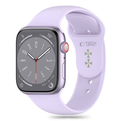 ⁨Pasek do APPLE WATCH 3 / 4 / 5 / 6 / 7 / 8 / 9 / SE (38 / 40 / 41 MM) Tech-Protect Silicone Elegant purple fioletowe⁩ w sklepie Wasserman.eu