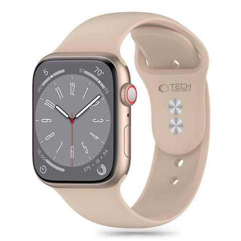 ⁨Pasek do APPLE WATCH 4 / 5 / 6 / 7 / 8 / 9 / SE / ULTRA 1 / 2 (42 / 44 / 45 / 49 MM) Tech-Protect Silicone Walnut beżowe⁩ w sklepie Wasserman.eu