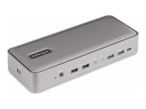 ⁨StarTech.com Dual-Laptop USB-C KVM Docking Station, Dual Monitor 4K 60Hz DisplayPort Dock, 5-Port USB Hub, GbE, 90W/45W Power Delivery to Two Laptops, Windows/Mac, 2-Host KVM Dock⁩ at Wasserman.eu