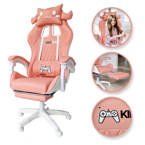 ⁨Fotel gamingowy Bunny Gamer obrotowy z podnóżkiem KIDS ZONE KO27R⁩ w sklepie Wasserman.eu