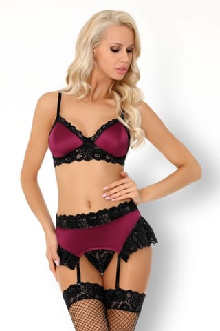 ⁨Nahir Maroon/Bordowy zmysłowy komplet LivCo Corsetti Fashion  rozmiar - L/XL⁩ w sklepie Wasserman.eu