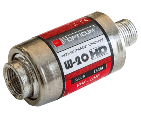 ⁨Wzmacniacz antenowy, przelotowy Opticum AX W-20 20dB 5V-12V⁩ w sklepie Wasserman.eu