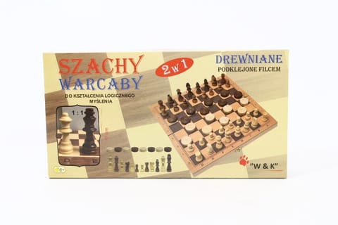 ⁨Szachy i Warcaby drewniane 2w1 29x29 JYWK392 14416⁩ w sklepie Wasserman.eu