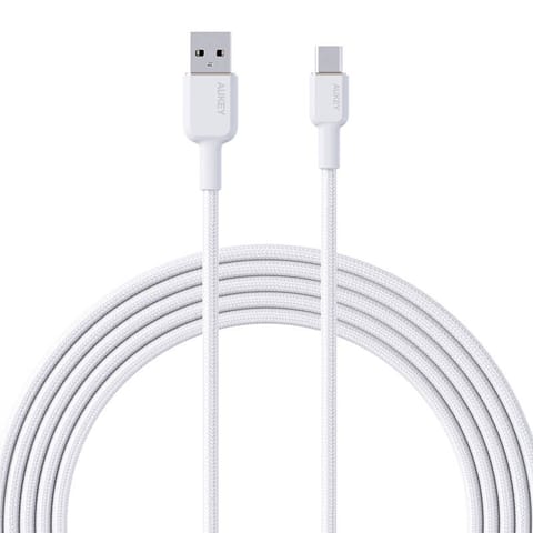 ⁨Kabel USB-A do USB-C Aukey CB-NAC2, 60W, 1.8m (biały)⁩ w sklepie Wasserman.eu