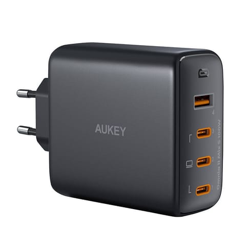 ⁨Ładowarka sieciowa Aukey PA-B7S, 1xUSB-A, 3xUSB-C, 100W GaN (czarna)⁩ w sklepie Wasserman.eu