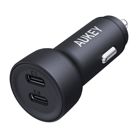 ⁨Ładowarka samochodowa Aukey CC-Y23, 2xUSB-C, 65W (czarna)⁩ w sklepie Wasserman.eu