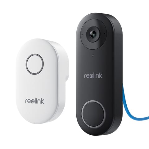 ⁨Reolink D340P - 5MP Wired Video Doorbell with Chime, PoE, Person Detection, Two-Way Audio, Works with NVRs, white⁩ at Wasserman.eu