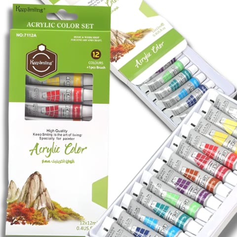 FARBY AKRYLOWE W TUBKACH ZESTAW 12 SZTUK 6ML w sklepie Wasserman.eu