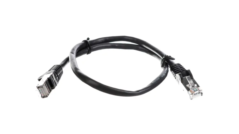 ⁨Kabel krosowy patchcord F/UTP kat.5e CCA czarny 0,5m 68654⁩ w sklepie Wasserman.eu