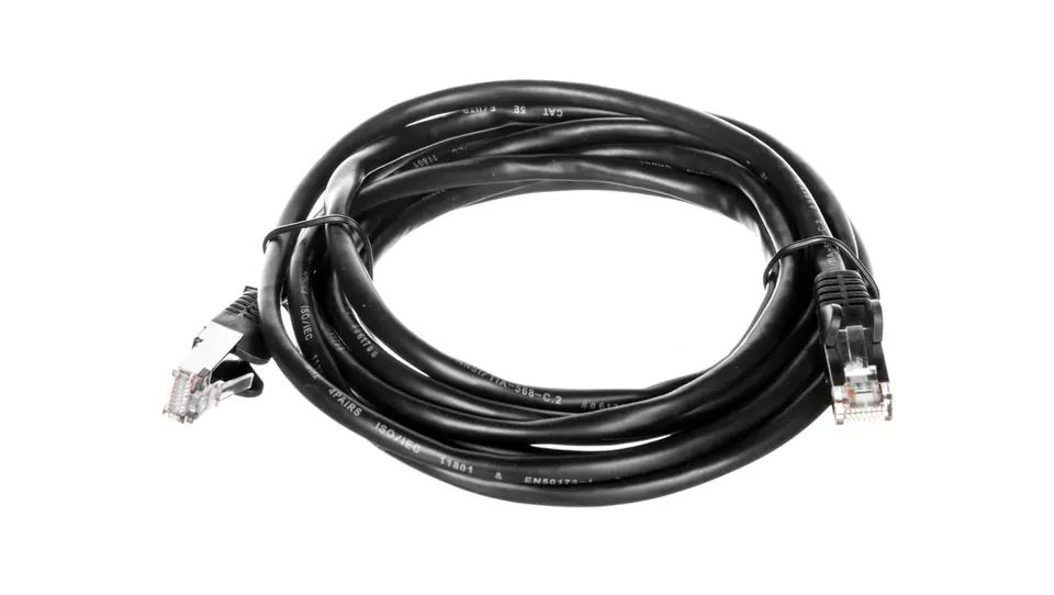 ⁨Kabel krosowy patchcord F/UTP kat.5e CCAczarny 3m 68660⁩ w sklepie Wasserman.eu