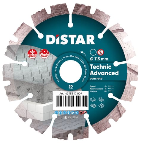 ⁨Diamentowa tarcza tnąca 1A1RSS 115 Distar Technic Advanced⁩ w sklepie Wasserman.eu