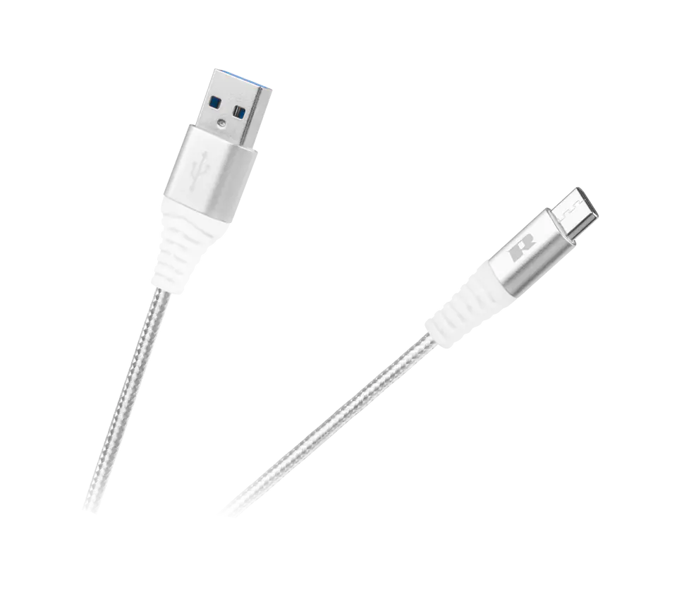 ⁨Kabel USB - USB typu C REBEL 100 cm biały⁩ w sklepie Wasserman.eu