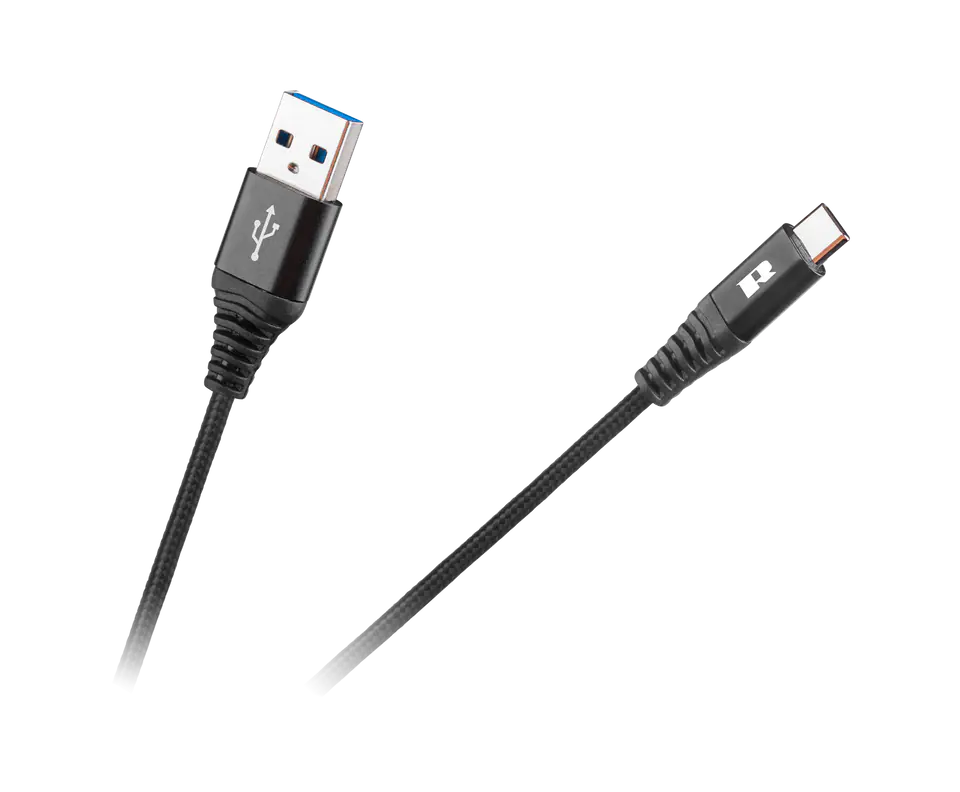 ⁨Kabel USB - USB typu C REBEL 100 cm czarny⁩ w sklepie Wasserman.eu