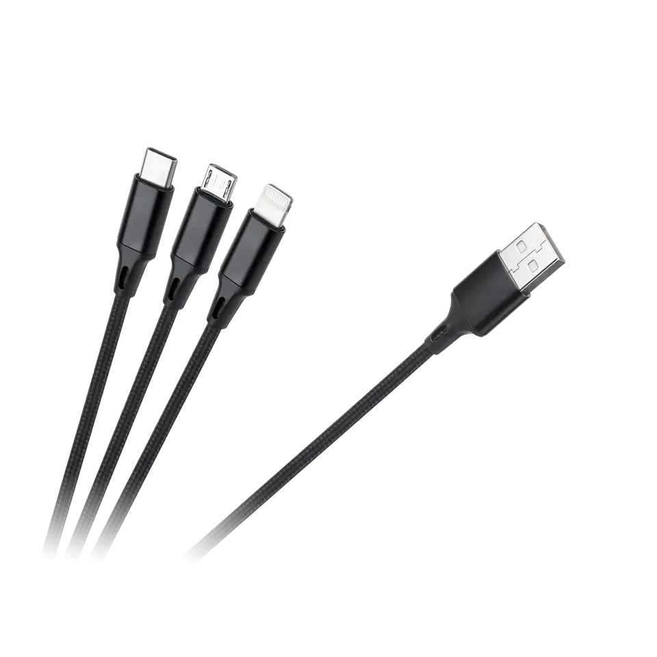 ⁨USB 3in1 microUSB cable, USB Type-C, Lightning 100 cm⁩ at Wasserman.eu
