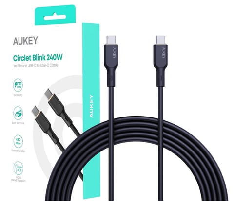 ⁨AUKEY CB-SCC241 USB-C Power Delivery PD 240W 5A 20V 1m Nylon Black⁩ at Wasserman.eu