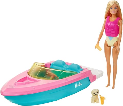 ⁨Barbie Speedboat + GRG30 MATTEL Doll⁩ at Wasserman.eu