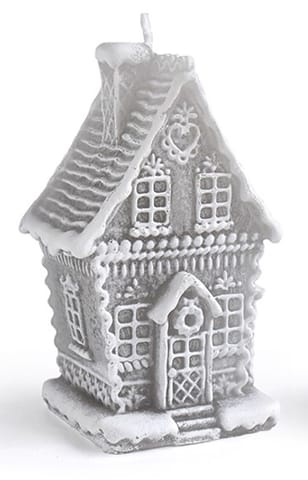 Świeca CHATKA PIERNIKOWA mała 8,5x8,5x14cm parafinowa szara w sklepie Wasserman.eu