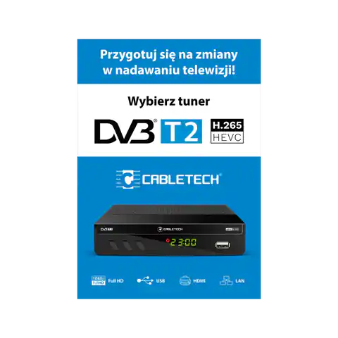 ⁨Plakat Cabletech Tuner DVB-T2⁩ w sklepie Wasserman.eu